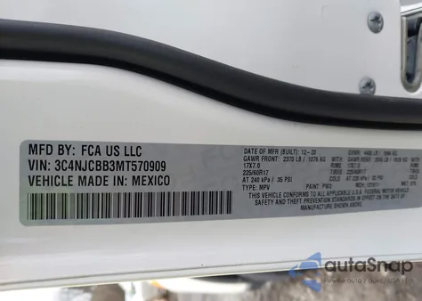 2021 Jeep Compass Latitude Fwd из США, поврежденный, VIN 3C4NJCBB3MT570909